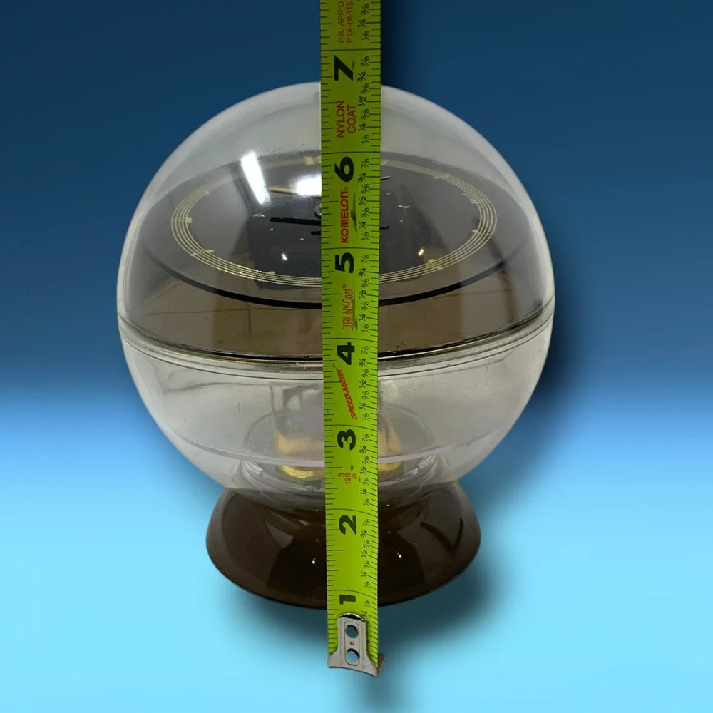 Vintage MCM Acrylic Sphere Lidded Jewelry Box Music Box & Clock Sputnik Pop Art